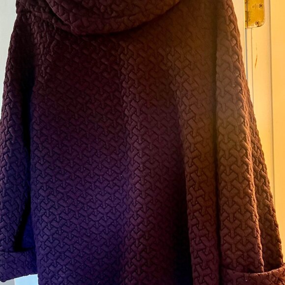 Gallery New York First Frost Textured Knit Coat Blackberry Color Hooded Size XL - Picture 4 of 4